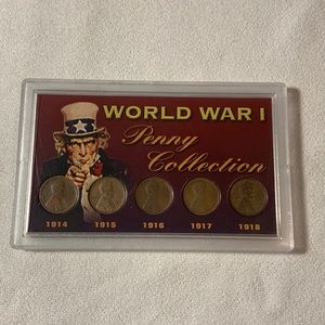 World War 1 Penny Collection * 1914-1918 (5) One Cent Wheat Pennies